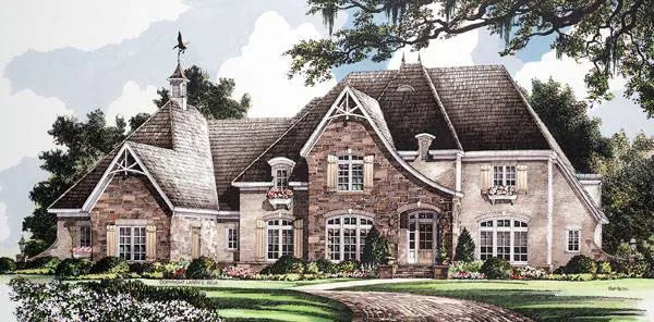 Country French House Plan Front of Home - 019S-0041 - Shop House Plans and More