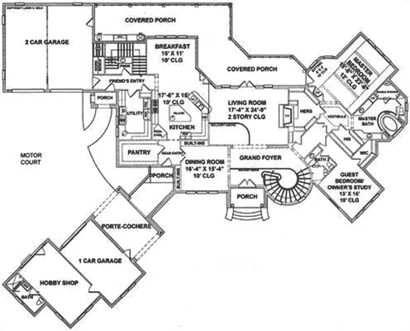 Craftsman Home Plan First Floor 019S-0048
