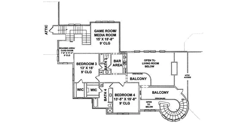 Country French House Plan Second Floor - 019S-0048 - Shop House Plans and More