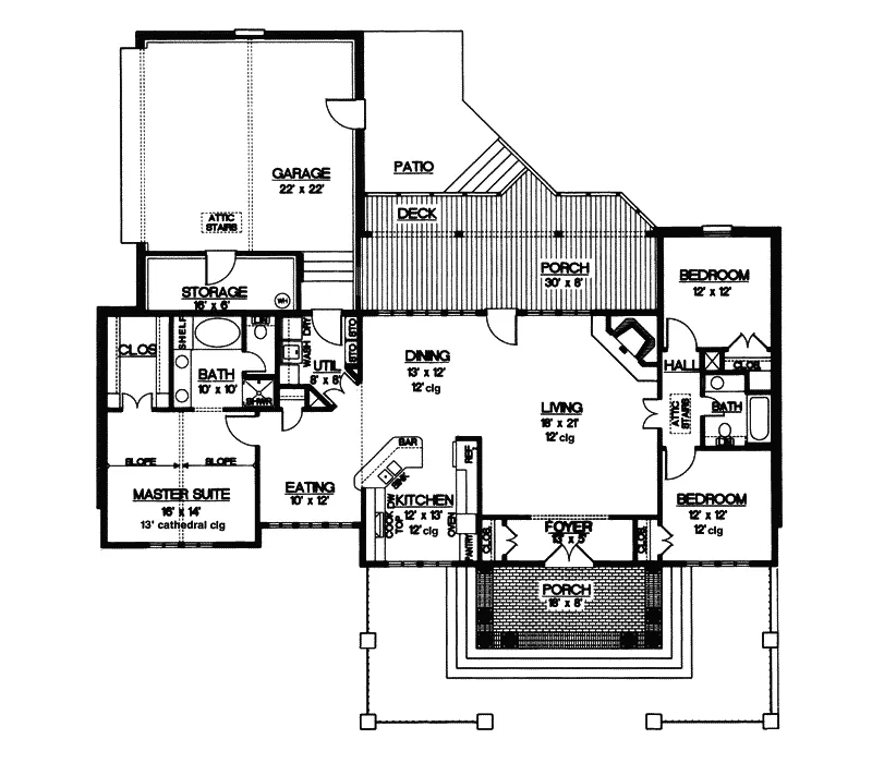 Southern House Plan First Floor - Dermott Southern Style Home 020D-0159 - Search House Plans and More