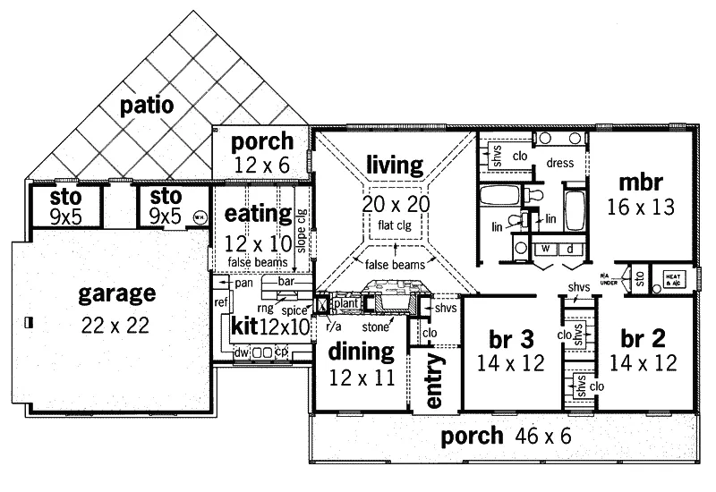 Rustic House Plan First Floor - Grove Place Rustic Home 020D-0268 - Search House Plans and More