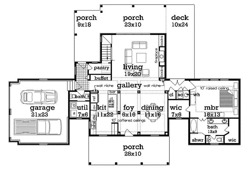 Country Home Plan First Floor 020D-0344