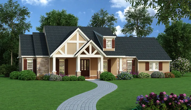 Rustic House Plan Front Image - Shetland Trail Tudor Home 020D-0348 - Shop House Plans and More