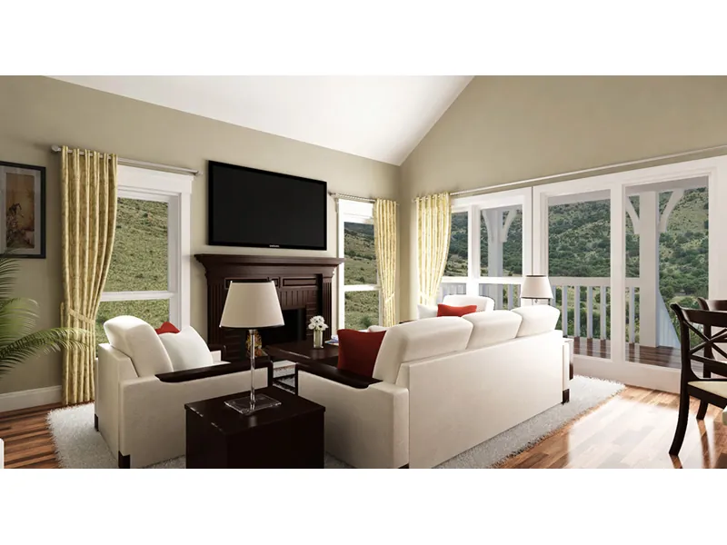 Traditional House Plan Living Room Photo 01 - Simeon Tudor Home 020D-0350 - Shop House Plans and More