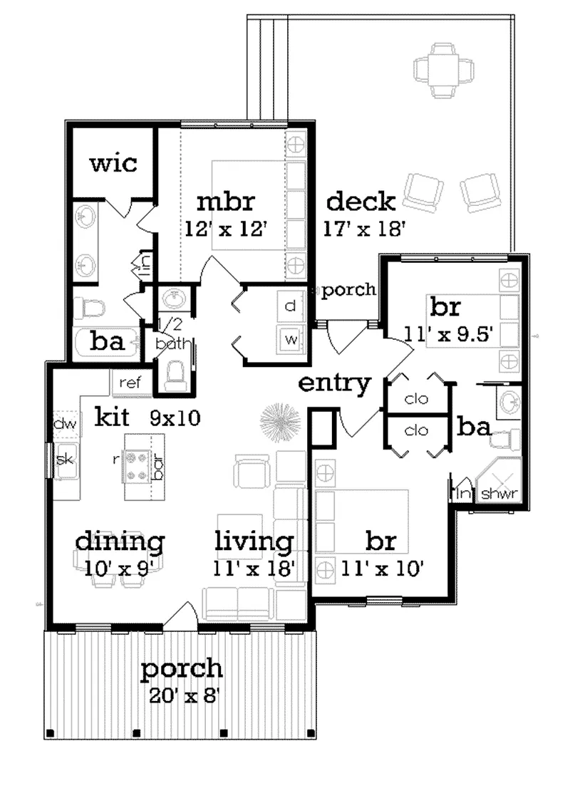 Cabin & Cottage House Plan First Floor - Williams Hollow Country Home 020D-0351 - Shop House Plans and More