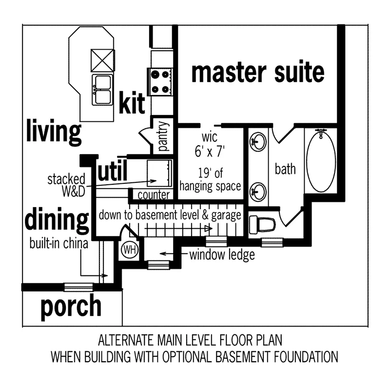 Ranch Home Plan First Floor - Optional 020D-0357
