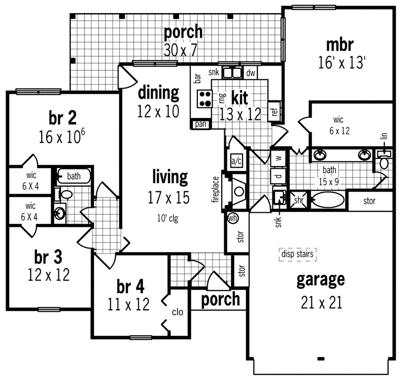 Ranch House Plan First Floor - Beacon Hills European Home 020D-0361 - Search House Plans and More