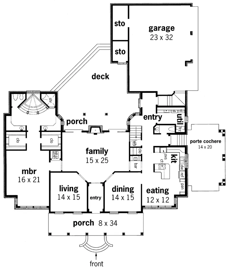 Arts & Crafts House Plan First Floor - Greencastle Farm Southern Home 020S-0014 - Search House Plans and More