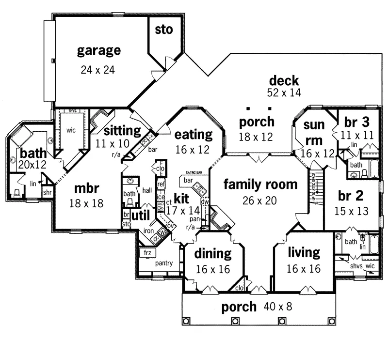 Traditional Home Plan First Floor 020S-0015