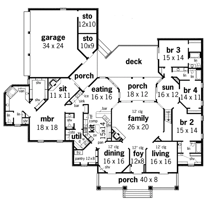 Cape Cod & New England House Plan First Floor - Watts Place Luxury Home 020S-0017 - Shop House Plans and More