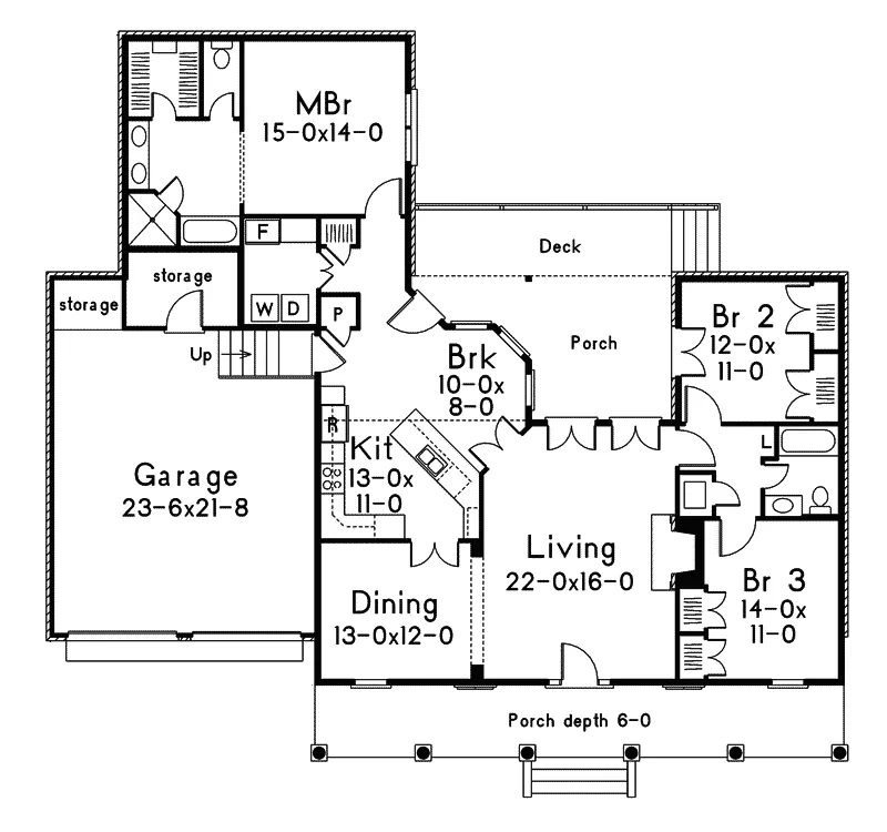 Traditional House Plan First Floor - Collison Southern Craftsman Home 021D-0004 - Search House Plans and More