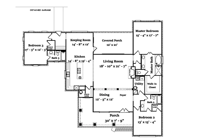 Ranch Home Plan First Floor 024D-0820