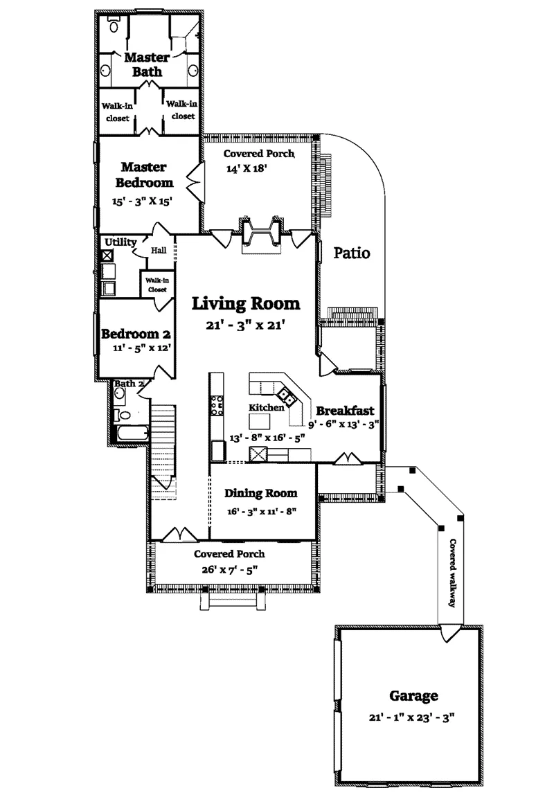 Southern Home Plan First Floor 024D-0821
