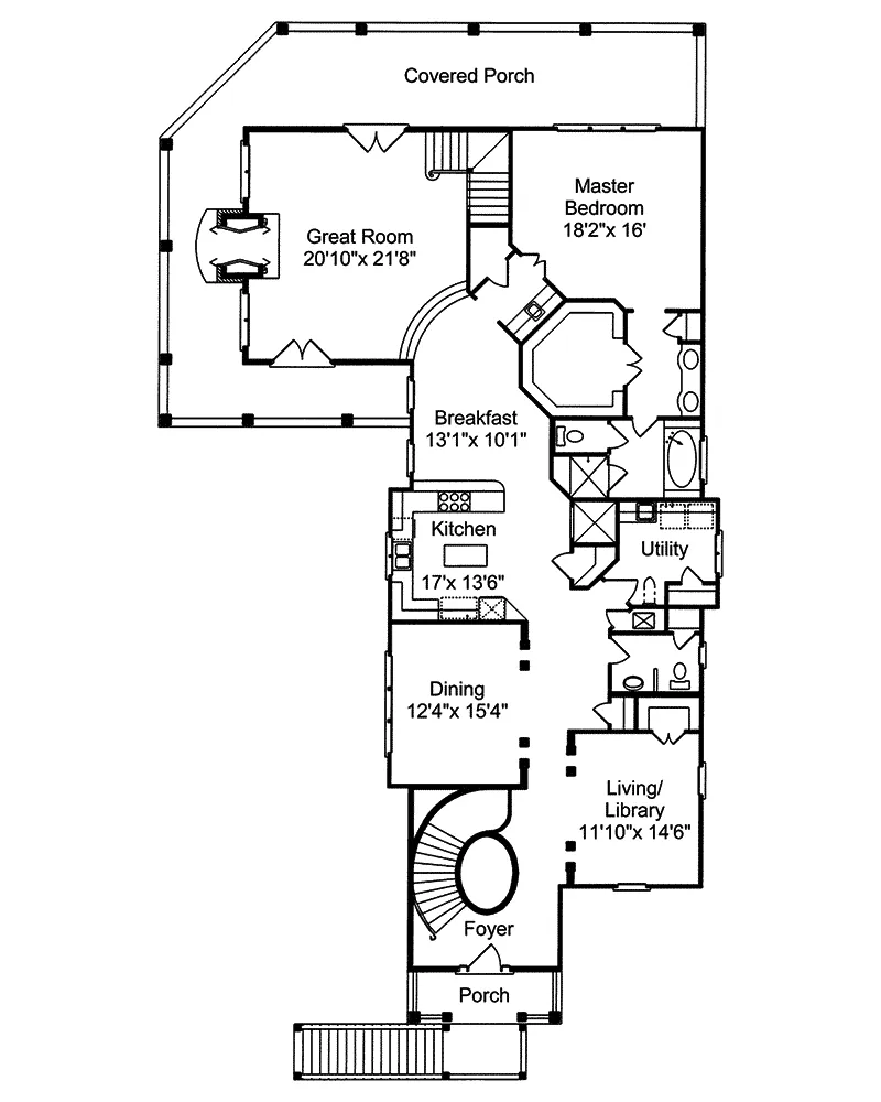 Southern House Plan First Floor - East Pier Southern Luxury Home 024S-0016 - Search House Plans and More