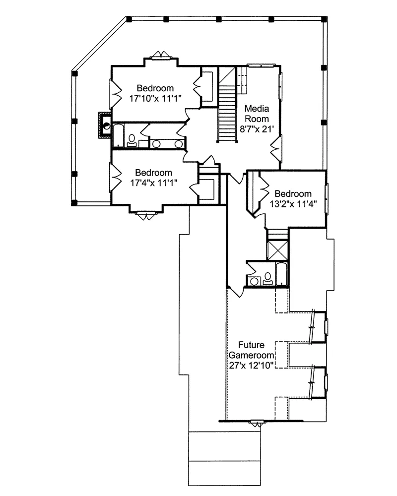 Southern Plantation Home Plan Second Floor 024S-0016