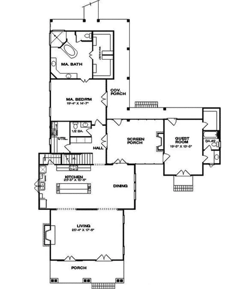 Southern Home Plan First Floor 024S-0028