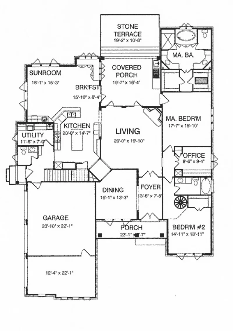 Shingle Home Plan First Floor 024S-0030