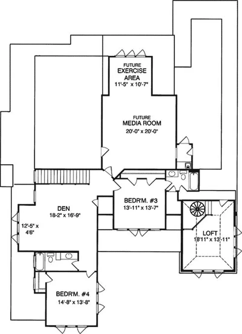 Rustic House Plan Second Floor - 024S-0030 - Shop House Plans and More