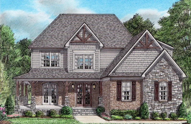 Rustic House Plan Front of Home - Barker Woods Craftsman Home 025D-0111 - Search House Plans and More
