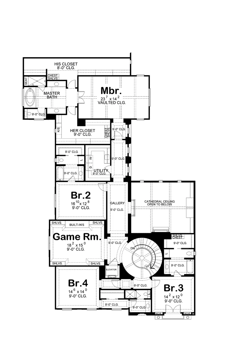 Spanish House Plan Second Floor - 026D-1852 - Shop House Plans and More