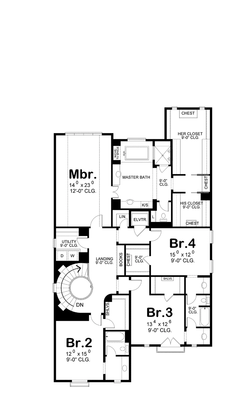 Country French Home Plan Second Floor 026D-1853