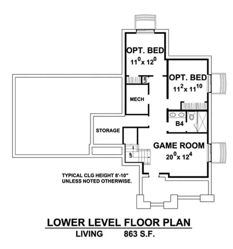 Rustic House Plan Lower Level Floor - Koberg Craftsman Home 026D-1901 - Search House Plans and More