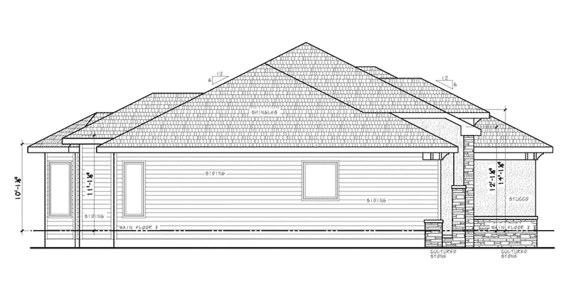 Ranch House Plan Left Elevation - 026D-1998 - Shop House Plans and More