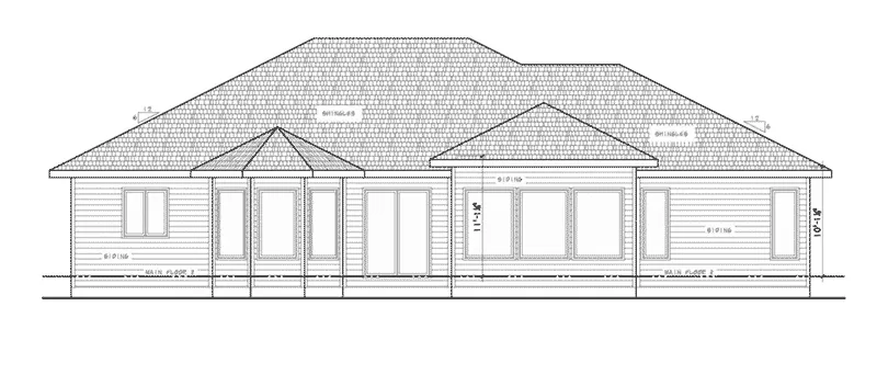 Ranch House Plan Rear Elevation - 026D-1998 - Shop House Plans and More