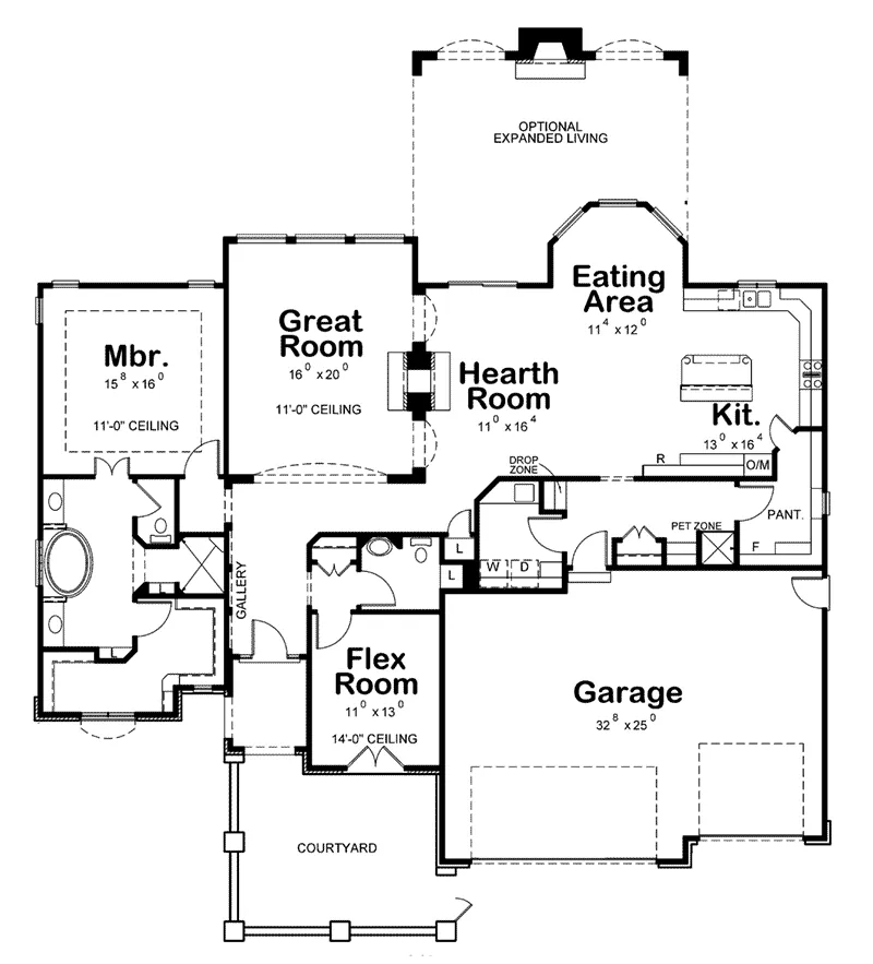 Country French Home Plan First Floor 026D-1999