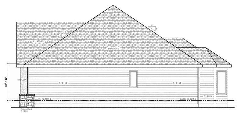 Ranch House Plan Right Elevation - 026D-1999 - Shop House Plans and More