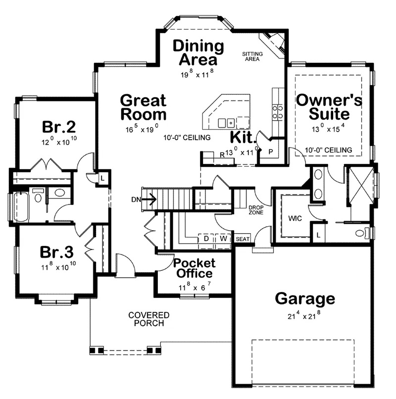Modern Farmhouse Plan First Floor - Sinclair Creek Country Home 026D-2013 - Shop House Plans and More