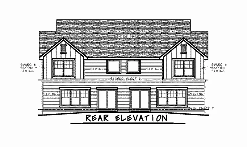 Multi-Family House Plan Rear Elevation - Colbourne Springs Duplex 026D-2025 - Search House Plans and More