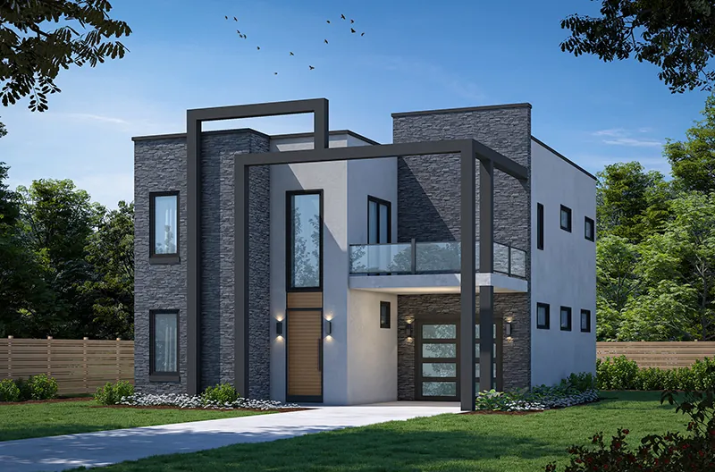 Contemporary House Plan Front of Home - 026D-2192 - Shop House Plans and More