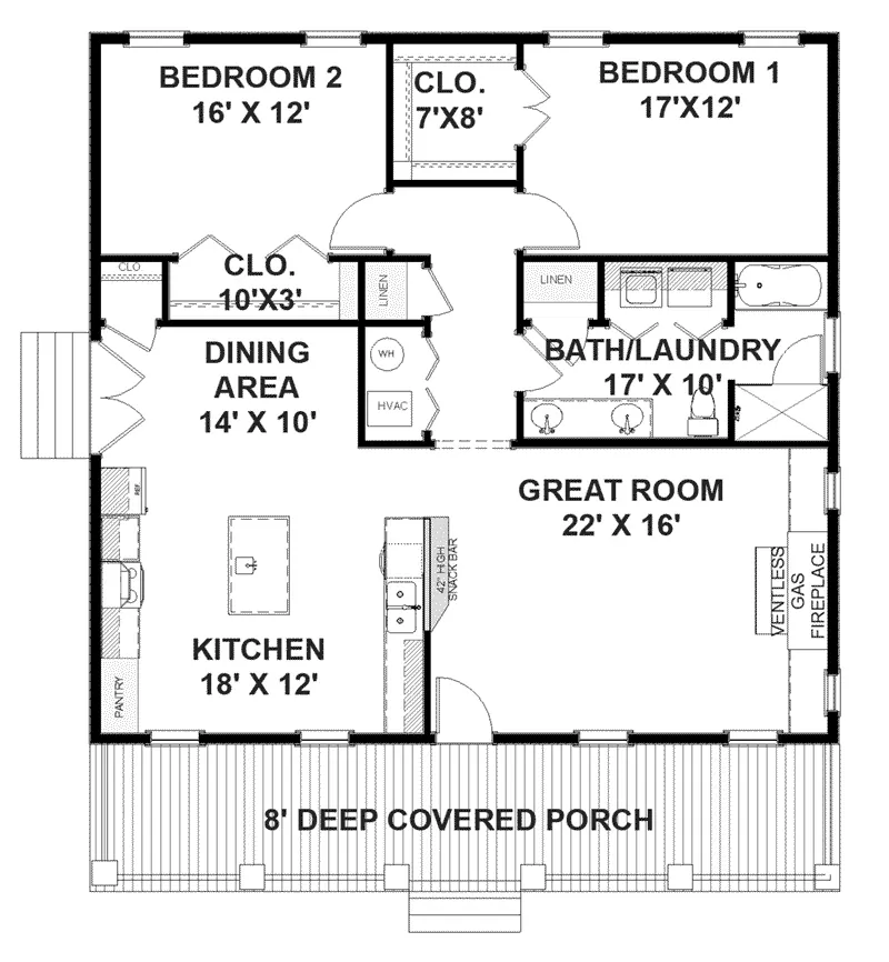 Acadian Home Plan First Floor 028D-0103