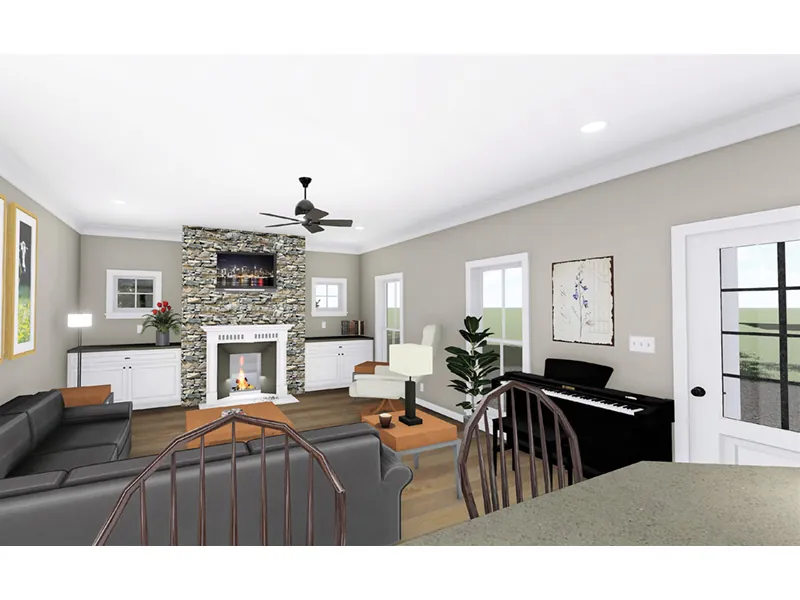 Farmhouse Plan Great Room Photo 01 - Reegan Modern Farmhouse 028D-0103 - Shop House Plans and More