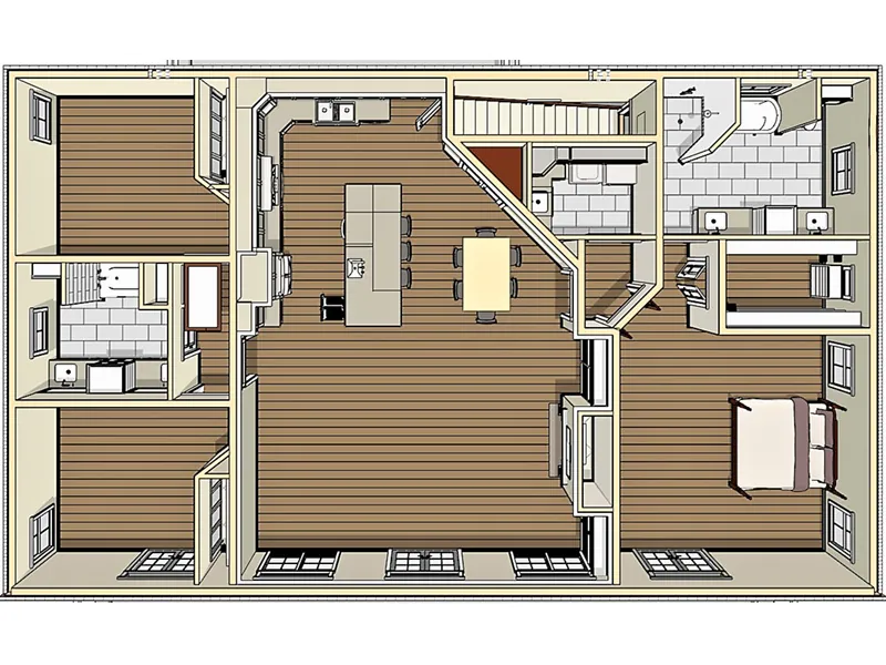 Beach & Coastal House Plan Basement Photo 01 - Moreau Modern Farmhouse 028D-0104 - Shop House Plans and More
