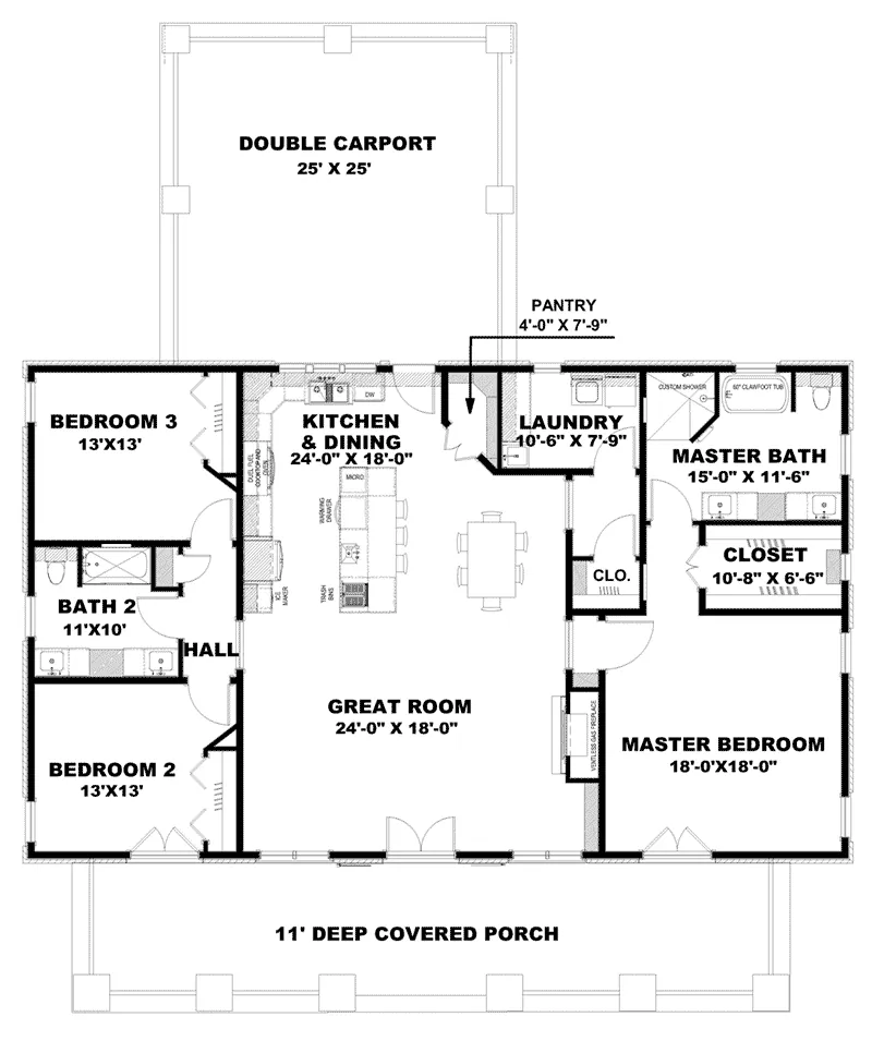 Beach & Coastal House Plan First Floor - Moreau Modern Farmhouse 028D-0104 - Shop House Plans and More