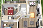 Beach & Coastal House Plan Great Room Photo 05 - Miller Lane Modern Farmhouse 028D-0108 - Shop House Plans and More