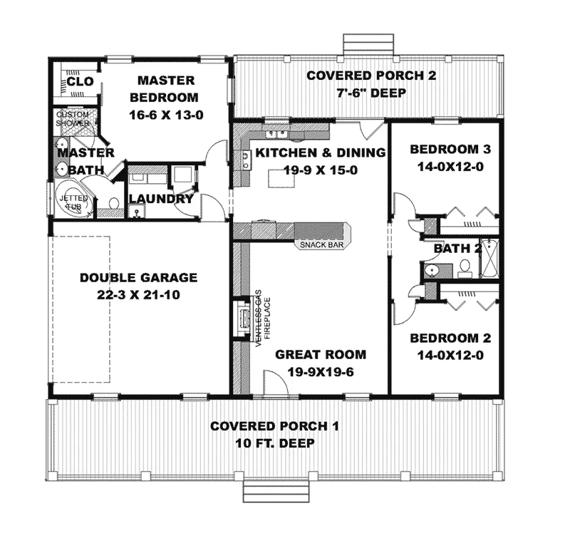 Ranch Home Plan First Floor 028D-0112