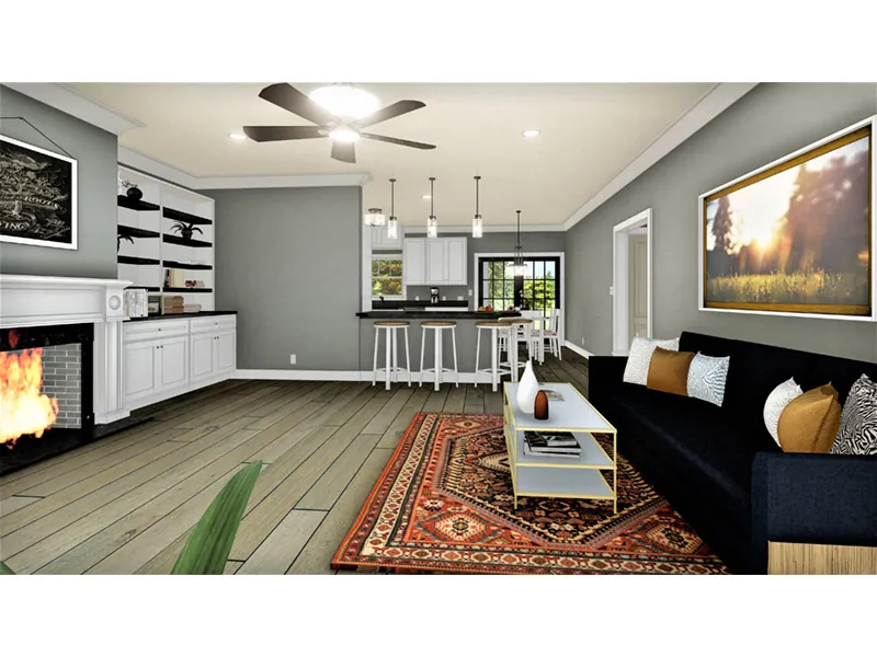 Modern Farmhouse Plan Great Room Photo 02 - Egan Farm Modern Farmhouse 028D-0112 - Search House Plans and More
