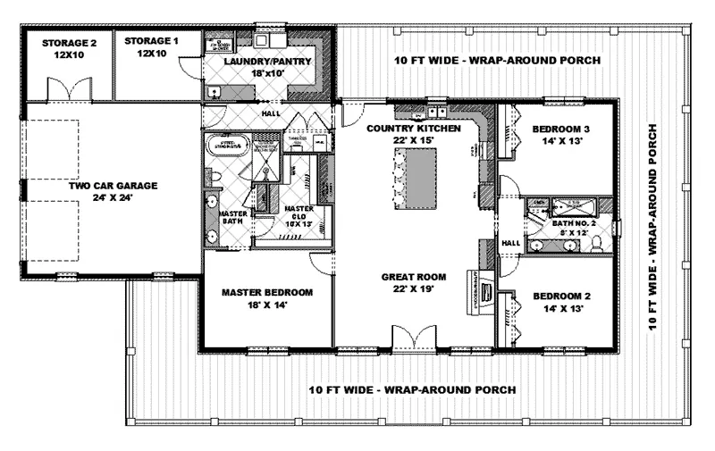 Acadian House Plan First Floor - 028D-0114 - Shop House Plans and More