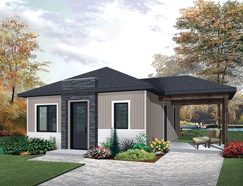 Modern House Plan Front of Home - Gavyn Modern Cabin 032D-0814 - Search House Plans and More