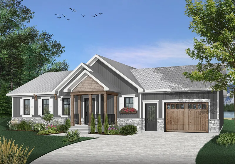 Ranch House Plan Front of Home - Gareth Craftsman Ranch Home 032D-0823 - Search House Plans and More