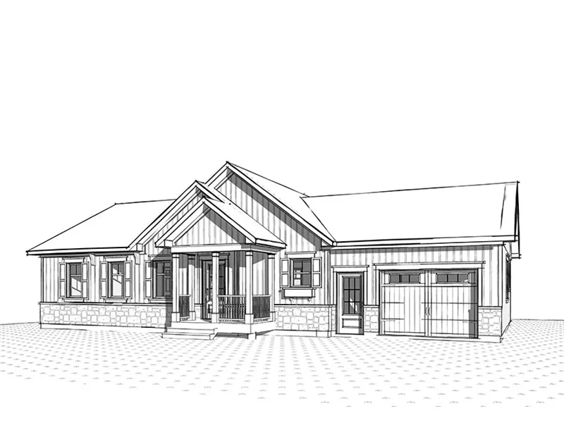 Ranch House Plan Front Image of House - Gareth Craftsman Ranch Home 032D-0823 - Search House Plans and More