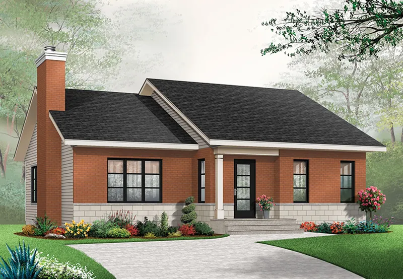Ranch House Plan Front of Home - Kimber Contemporary Ranch Home 032D-0830 - Search House Plans and More