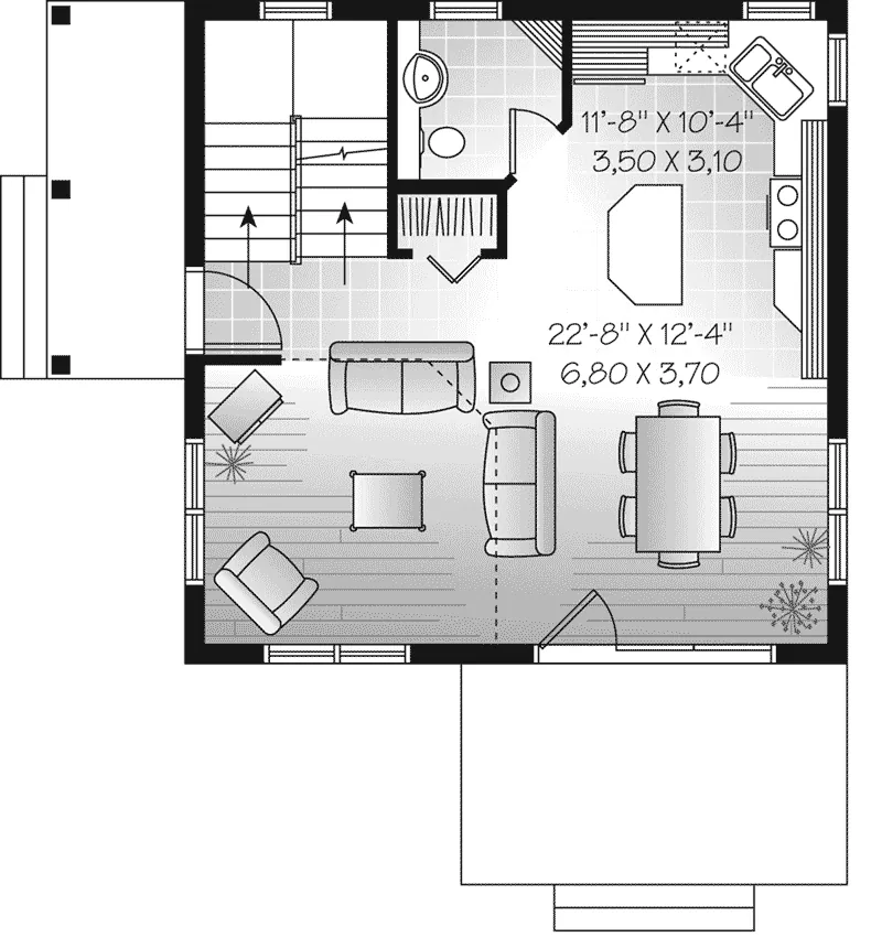 Arts & Crafts House Plan First Floor - Ingleside Prairie Style Home 032D-0935 - Search House Plans and More