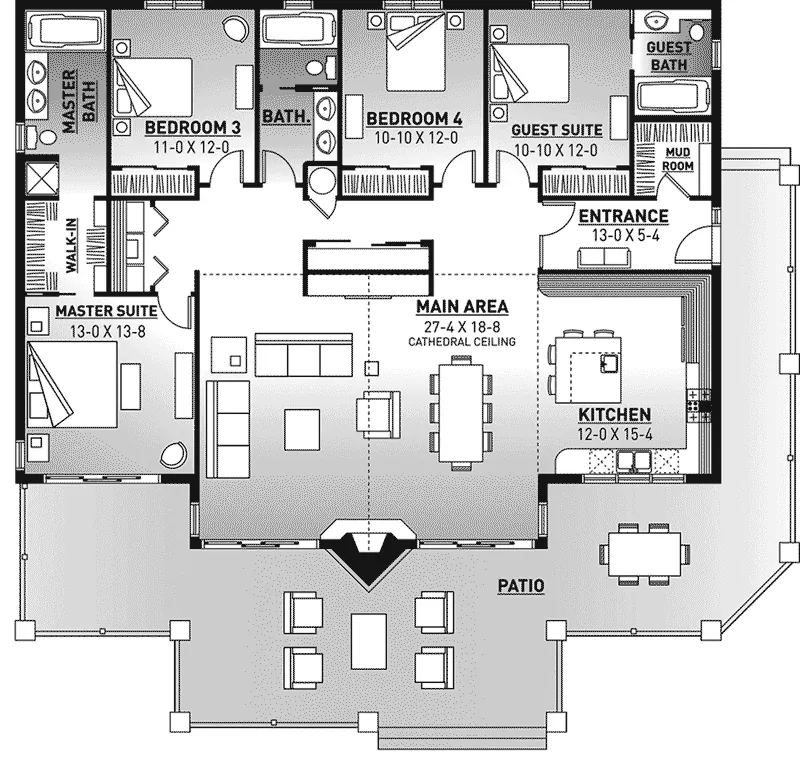Contemporary House Plan First Floor - 032D-1076 - Shop House Plans and More