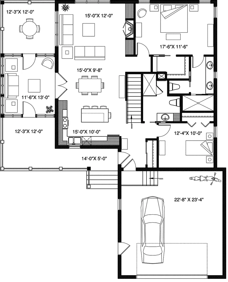 Rustic House Plan First Floor - 032D-1087 - Shop House Plans and More