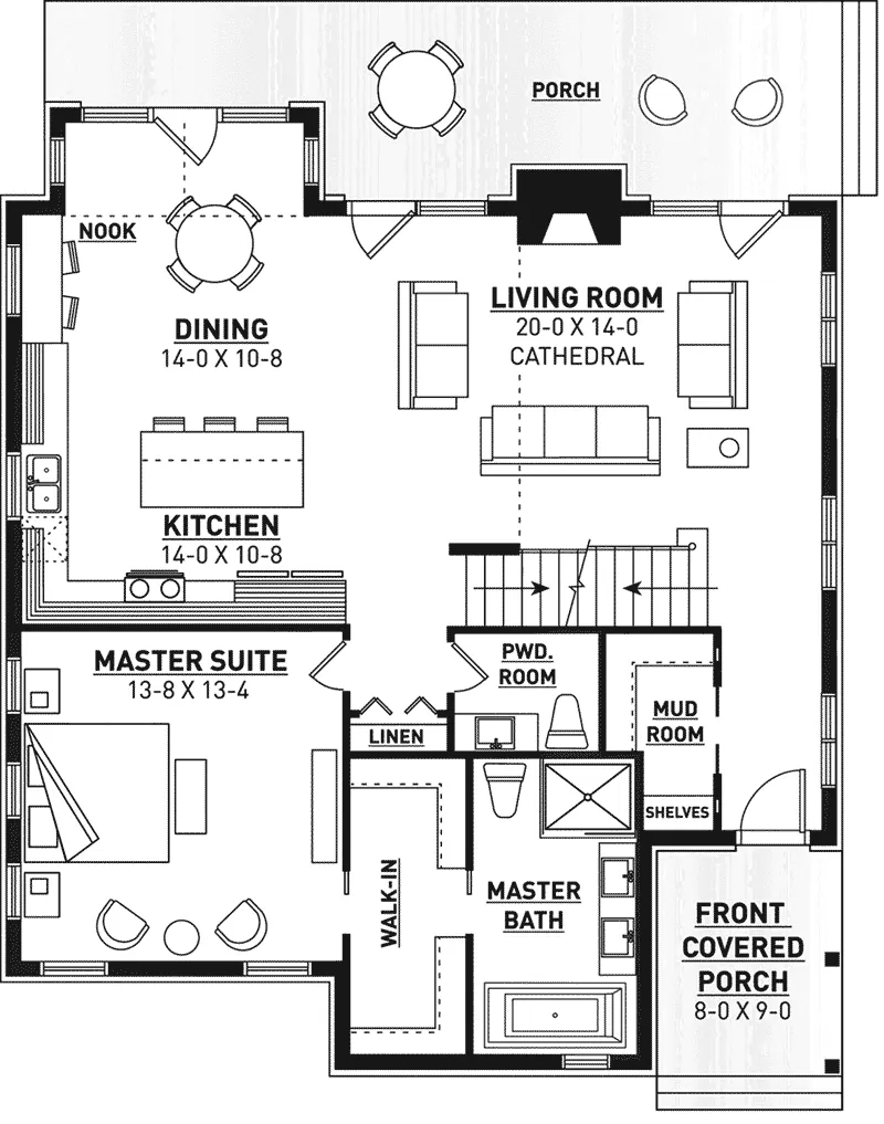 Craftsman Home Plan First Floor 032D-1144