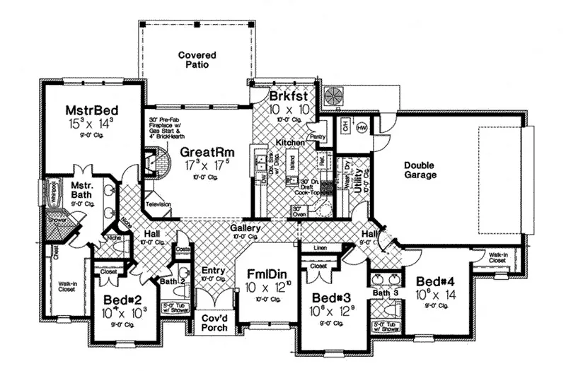 Country Home Plan First Floor 036D-0209
